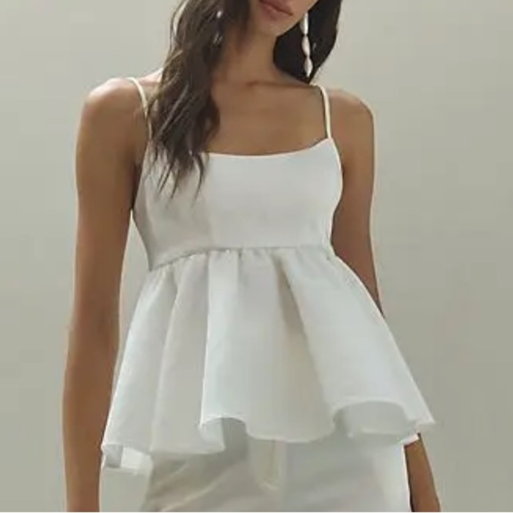 NWT $148 BHLDN Satin Taffeta Peplum XS 0/2 Off White Ivory Wedding Bridal Topper